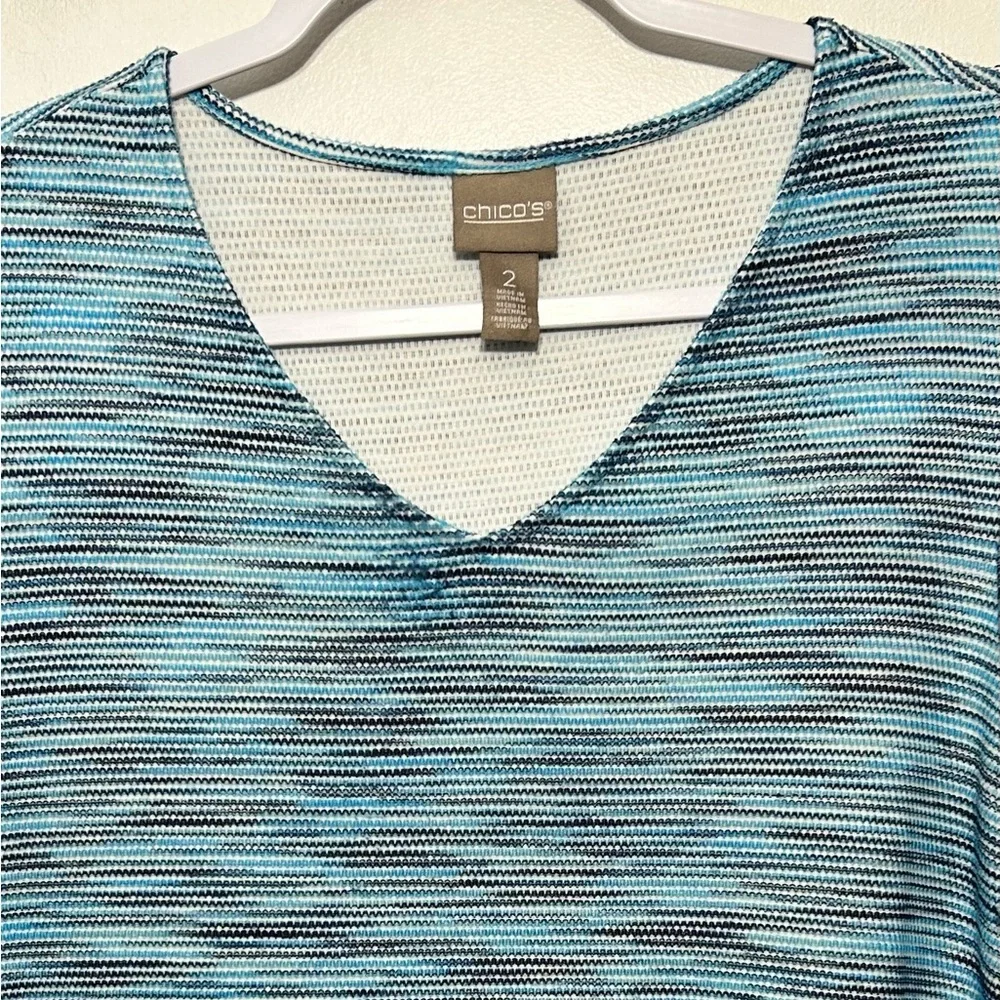 Chicos Space Dye Texture Knit Asymmetrical Shirt